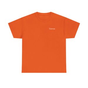 An orange short-sleeve Official Lincs© Employee Heavy Cotton T-Shirt with Trevon in small white letters on the left chest.