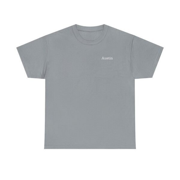 Official Lincs© Employee Heavy Cotton T-Shirt (Employee: Austin) in light gray with Austin printed in small white text on the left chest, shown laid flat on a white background.